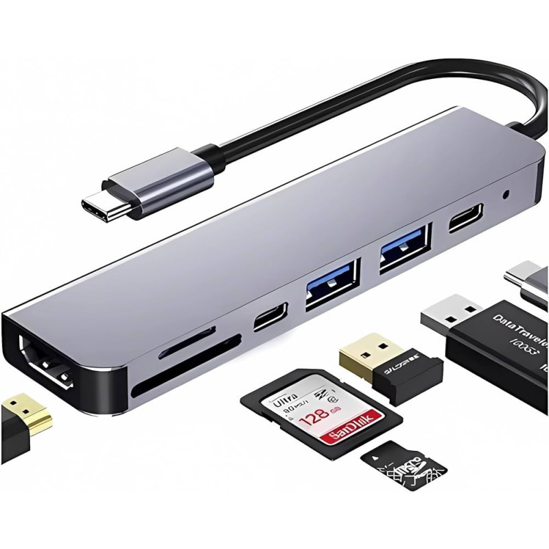 HUB SPIDERTEC 7 PTOS TC/HDMI/USBA/USBC/S