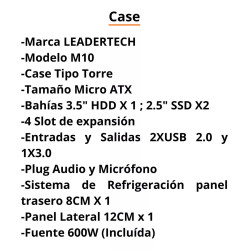 CASE ATX LEADERTECH MICROLEADER M20 FUENTE 600W