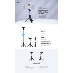 SELFIE STICK HAVIT BLUETOOTH 7033