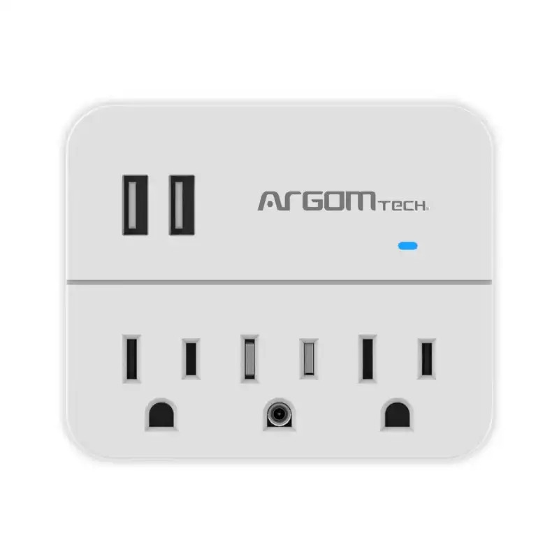 ENCHUFE ARGOM 3 SALIDAS/2 USB 110V