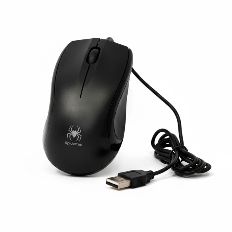 MOUSE SPIDERTEC OPTICO LED NEGRO USB