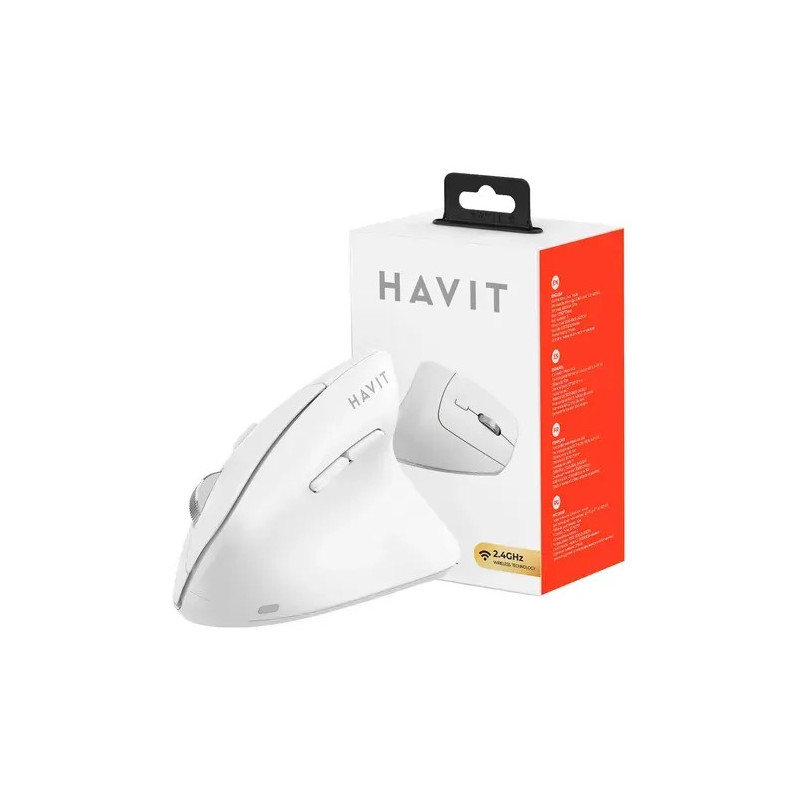 MOUSE HAVIT VERTICAL ERGONOMICO INALAMBRICO